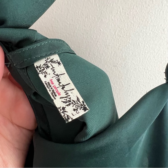 Free People Jemma Tank in Green Satin - Picture 2 of 6